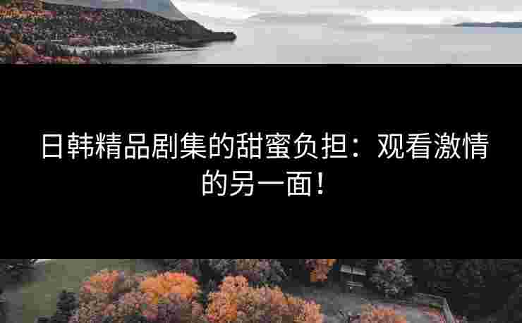 日韩精品剧集的甜蜜负担：观看激情的另一面！