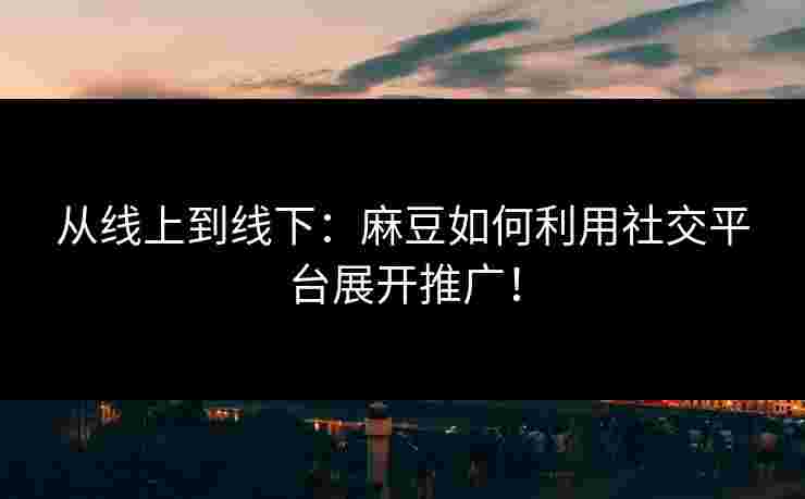 从线上到线下：麻豆如何利用社交平台展开推广！